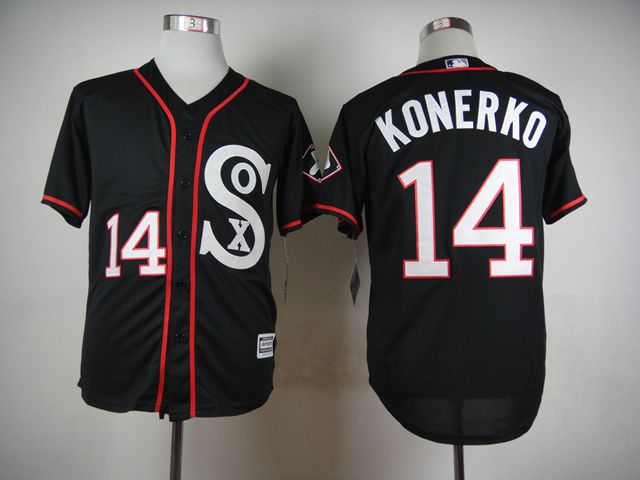 Men Chicago White Sox #14 Konerko Black MLB Jerseys->chicago white sox->MLB Jersey